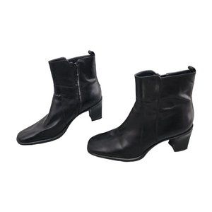 Antonio Melani Black Leather Boots Zip Booties 7.5  7 1/2